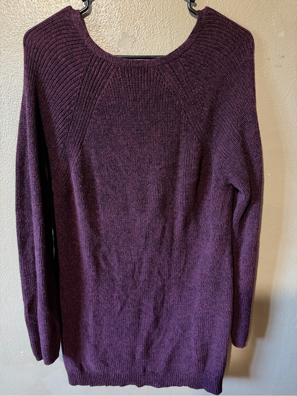 a.n.a Plum V-Neck Cable-Shoulder Knit Sweater - Picture 6 of 7